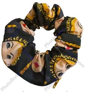 Madonna zipper hair scrunchie hand made USA portrait cotton rare print black NWT